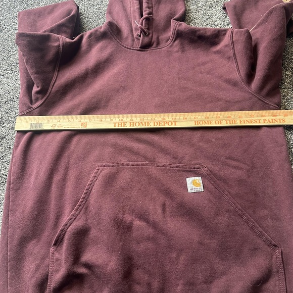 Carhartt Hoodie Mens L Red Pullover Hooded Pockets Heavyweight Graphic Logo - Picture 5 of 8